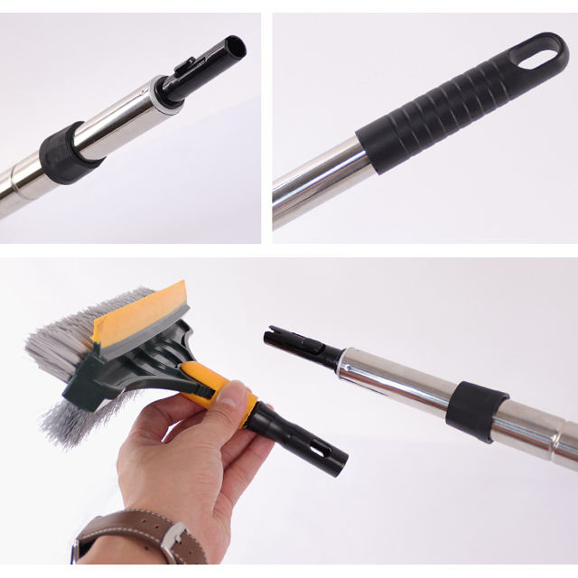 High Quality 3-in-1 Outdoor & Patio Brush Stainless Telescopic Pole with Quick Coupling for Floor Cleaning