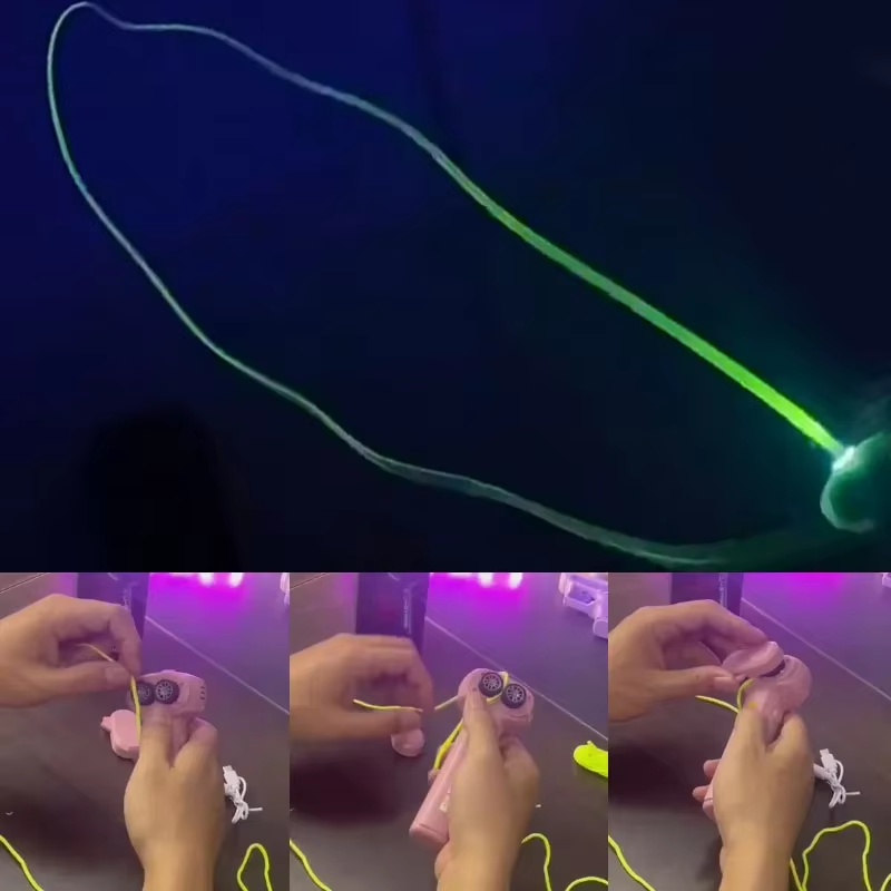 Light Toy String Glow in The Dark String Rope Launcher Luminous Portable Handheld String Stress Relief Toy for Kids Party Gift