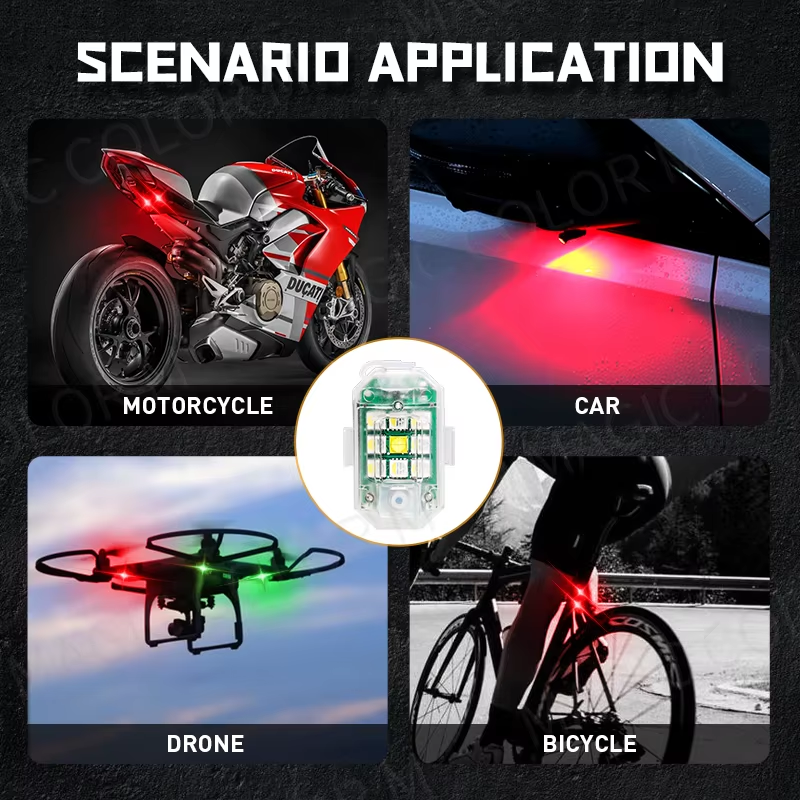 High Quality HOSHI M3 LED Strobe Light 7 Colors Switching Two Modes Fast & Slow Strobe Light for Bike Drone Car Warning Light