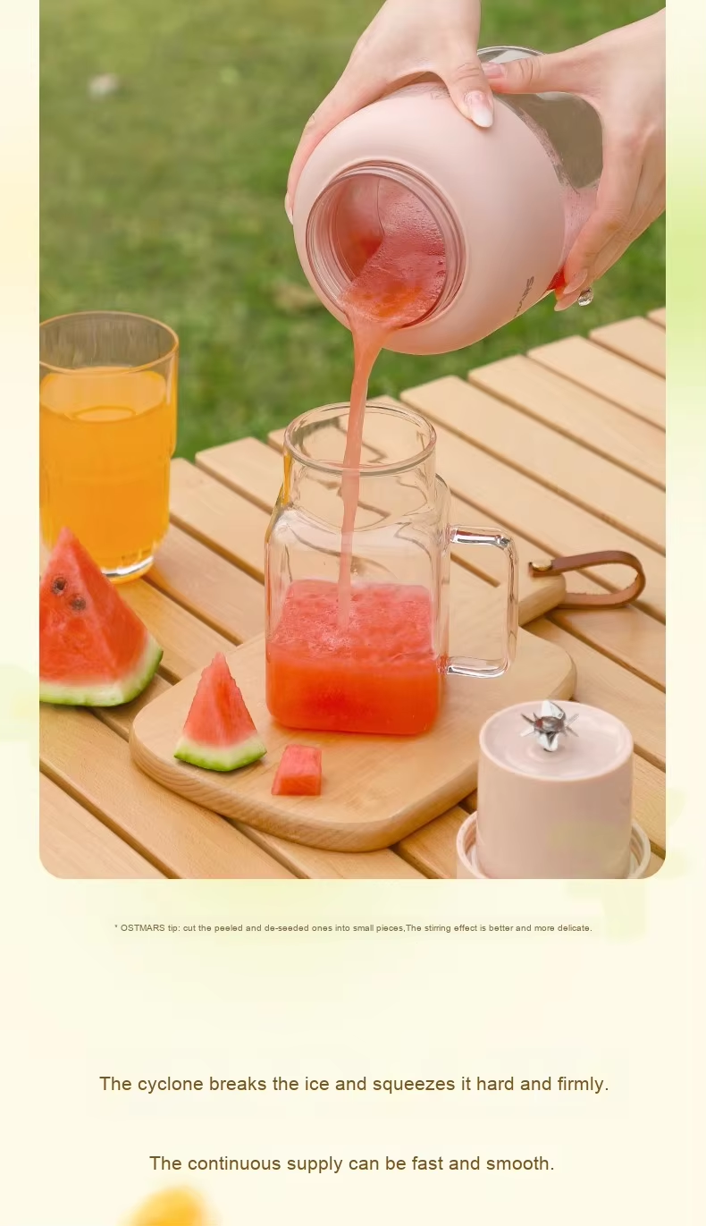 Ostmars Portable Electric Juicer Household Small Quality Fruit Juice Cup Stainless Steel Blade USB Power English for RV Use