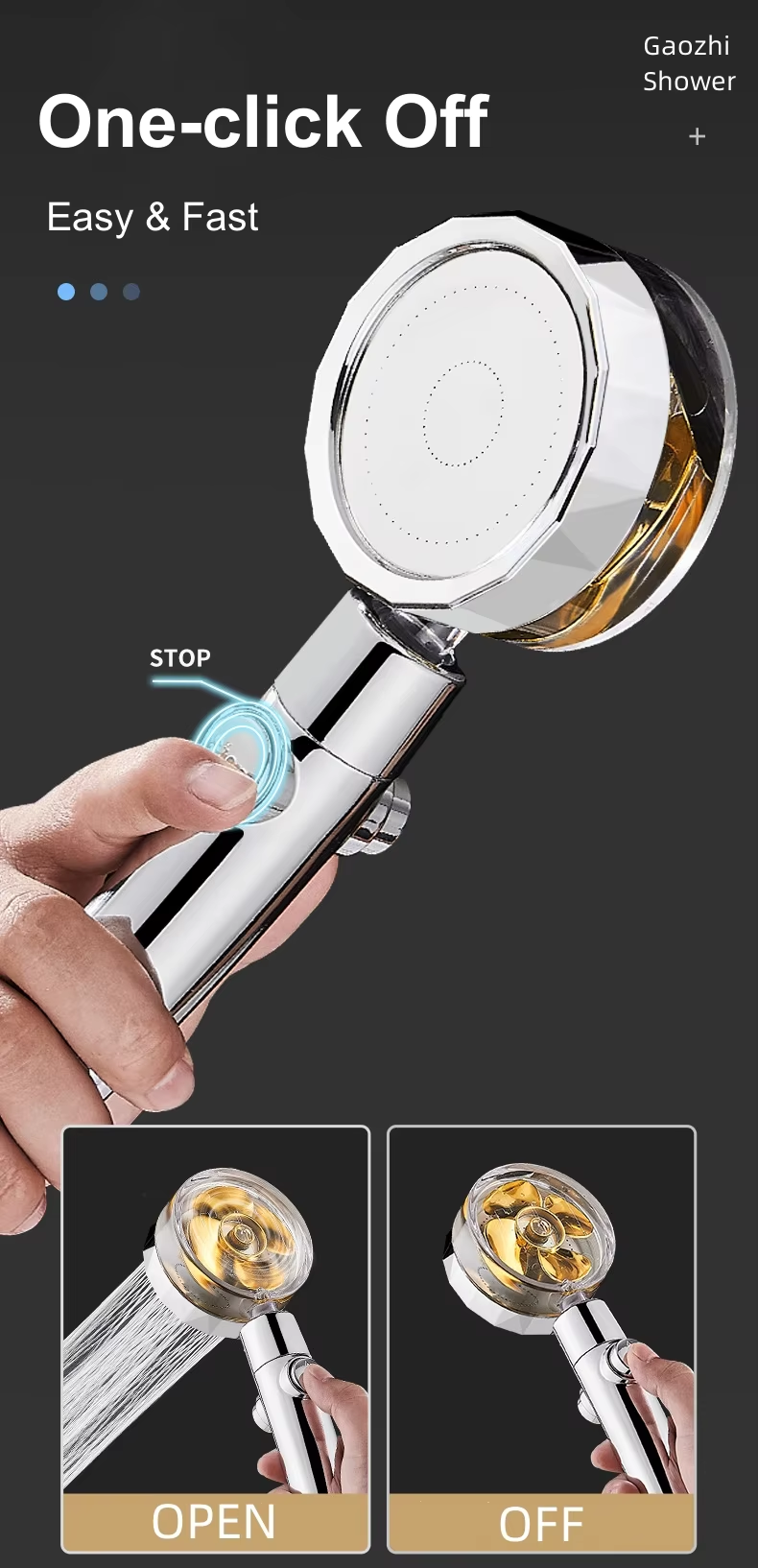 Popular ABS Plastic 360 Rotating Water Saving Hand Held Shower Head With Filter