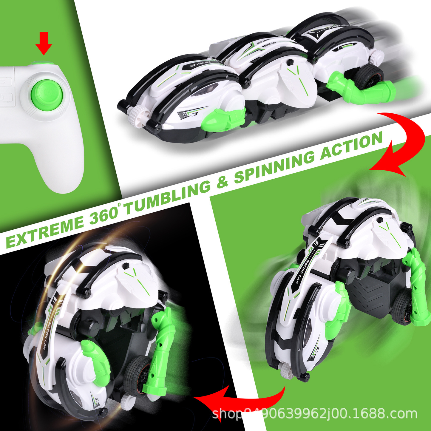 Wholesale 360 Degree Rolling Snake Remote Control Stunt Car 2.4G High Speed Car Toy for Kids