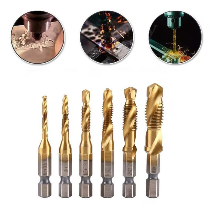 6 Piece Metric Thread Tap Drill Bits Set（Excluding machines）