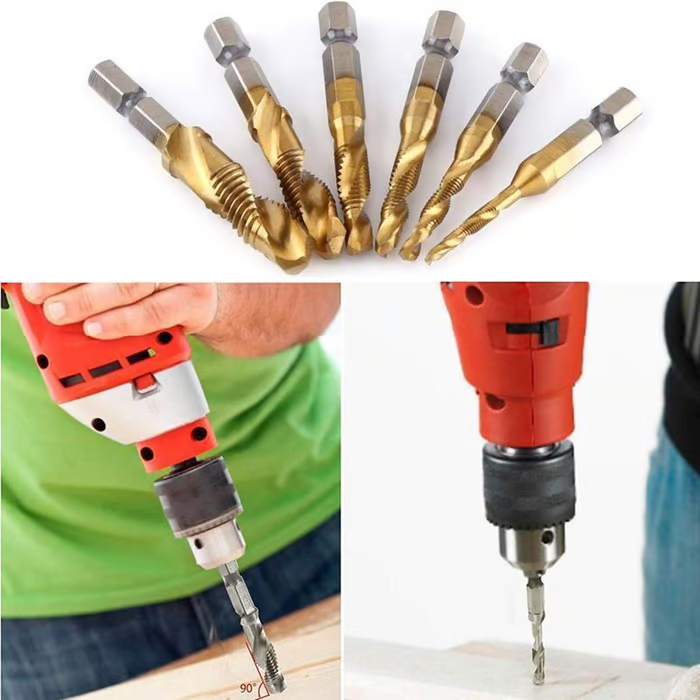6 Piece Metric Thread Tap Drill Bits Set（Excluding machines）