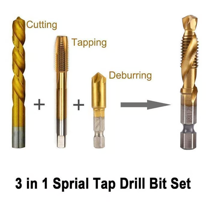 6 Piece Metric Thread Tap Drill Bits Set（Excluding machines）