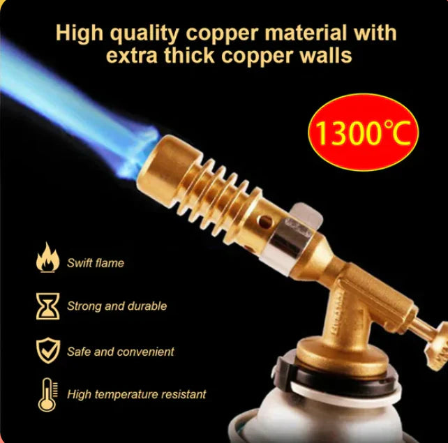 "Ignite with Power – Portable Copper Gas Torch for Outdoor & DIY!"