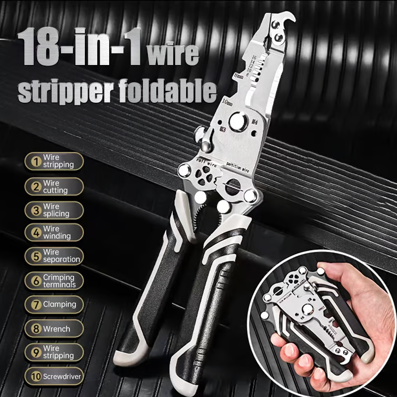 18 in 1 Foldable Multi-Purpose Crimper and Stripper 2082 Upgrade
