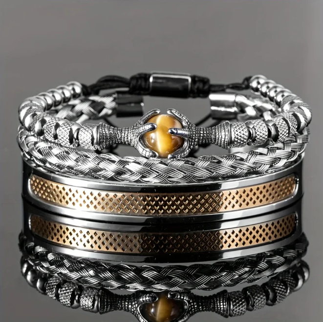 Luxury Set Men Bracelet Stainless Steel Handmade