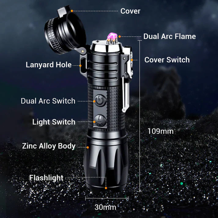 Multi-functional flashlight lighter