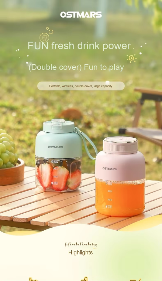 Ostmars Portable Electric Juicer Household Small Quality Fruit Juice Cup Stainless Steel Blade USB Power English for RV Use