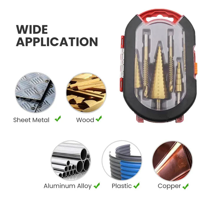 6-इन-1 टाइटेनियम कोटेड पगो्डा ड्रिल बिट सेट – जुनसुकै सामग्रीलाई सजिलै ड्रिल गर्न सकिने