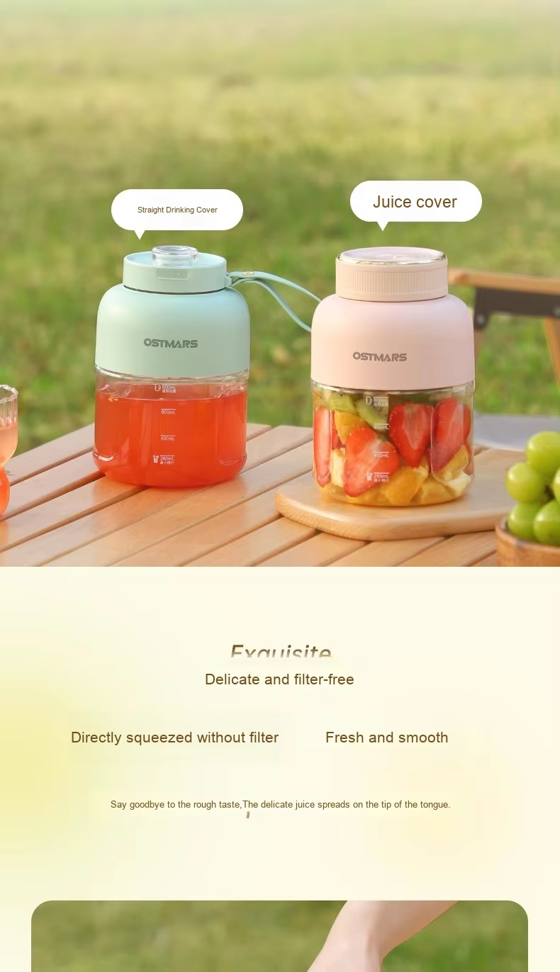 Ostmars Portable Electric Juicer Household Small Quality Fruit Juice Cup Stainless Steel Blade USB Power English for RV Use