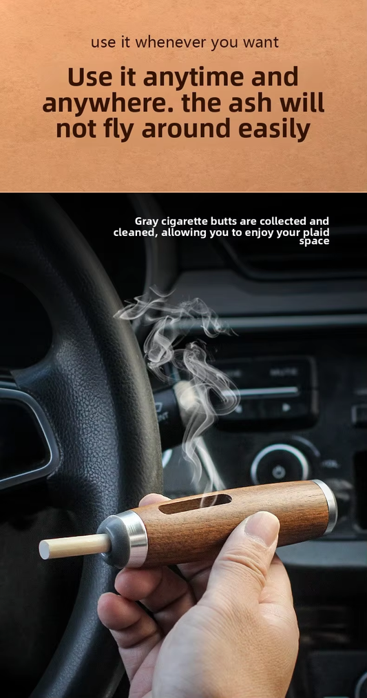 RTS Factory Dust-free Smoking Car Ashtray Wooden Car Portable Smoke Cigarette Mini Filter Mobile Ashtray Cigar Accessories
