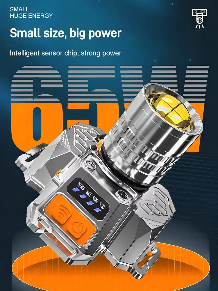 🔦 अत्यधिक उज्यालो टर्च सेन्सर सहितको टाउकोमा, हात स्वतन्त्र, अति लामो प्रकाश समय