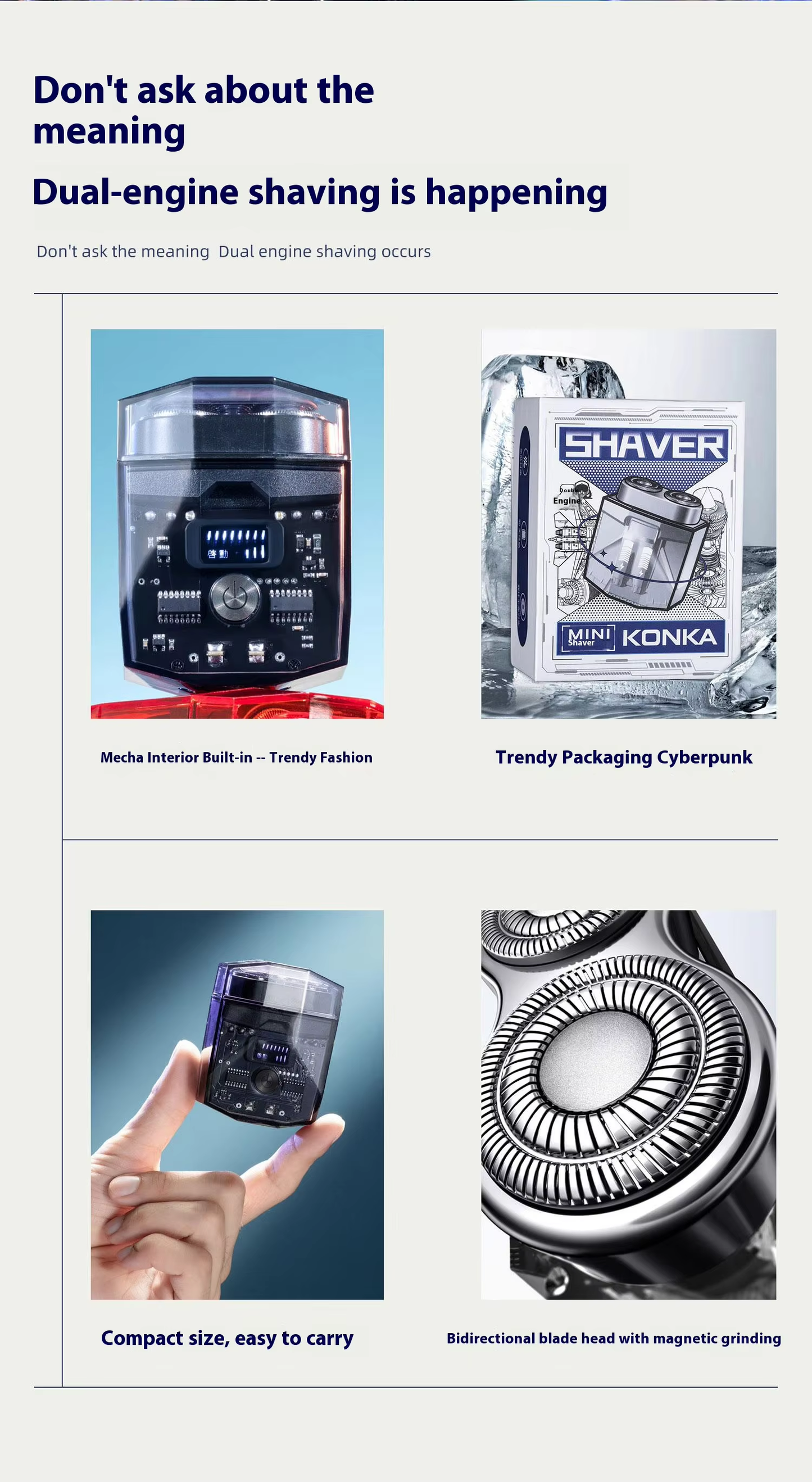 Wholesale Mini Portable LED Display USB Power Electric Shaver for Men Detachable Suspended Blade Body Household Use