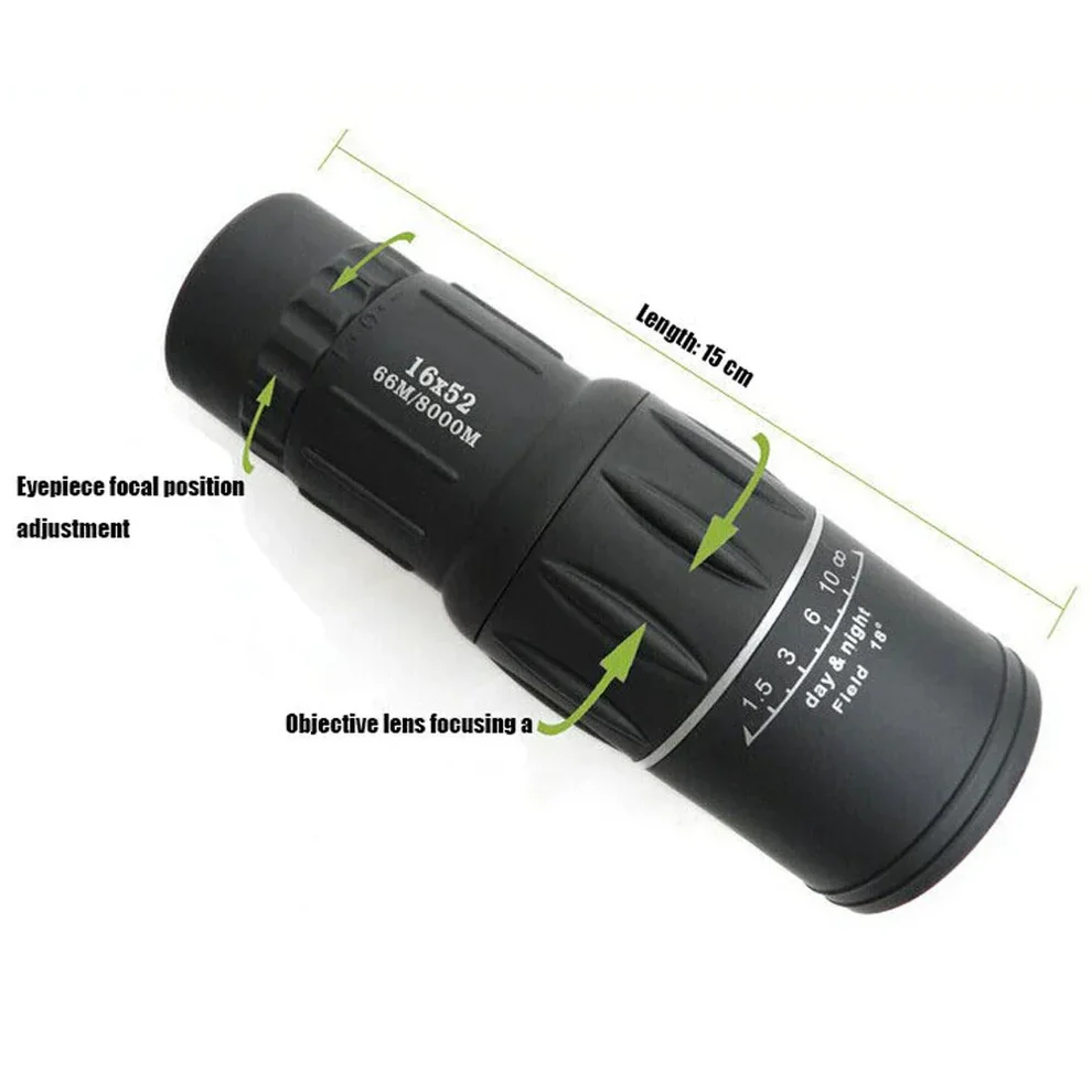 16X52 Dual Focus Monocular Telescope16x Zoom Binoculars 66M/8000M HD Scope