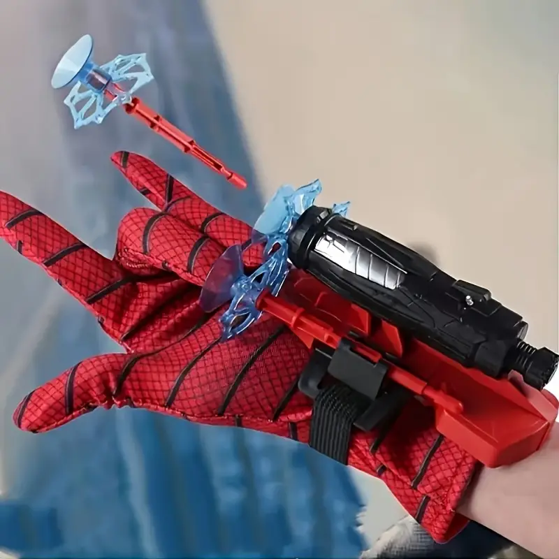 2pcs Spider Gloves With Launcher Gloves, Party Games, Cosplay Wrist Decoration(Red And Black)