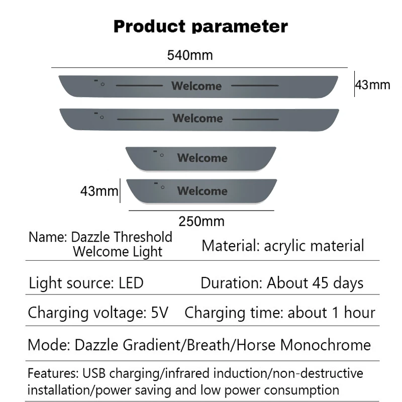 Welcome Plate Pedal Light with Wireless LED Light Adjustable color changing mode