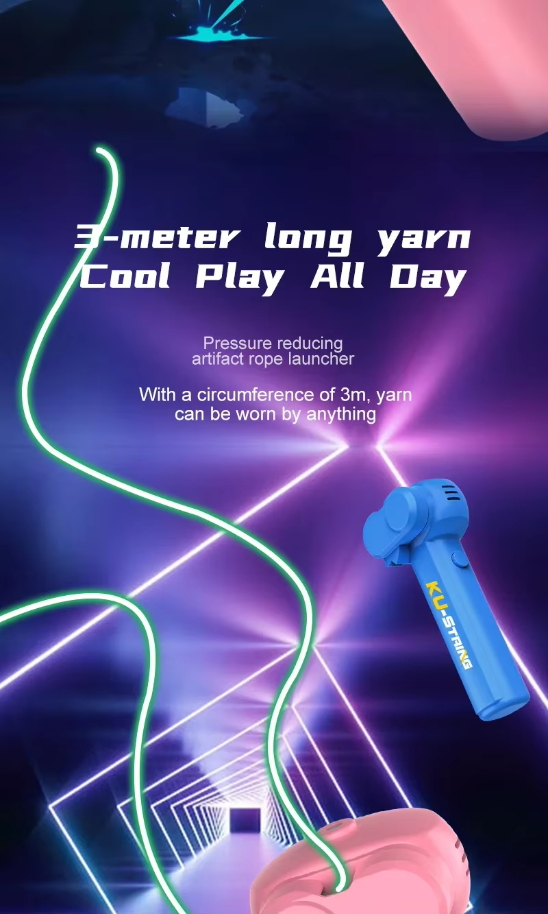 Light Toy String Glow in The Dark String Rope Launcher Luminous Portable Handheld String Stress Relief Toy for Kids Party Gift