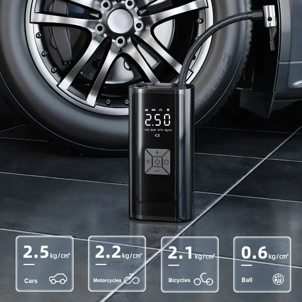 SUITU 120W Handheld Car Tire Inflator. It can be a wired inflator without a battery or a wireless inflator with a battery