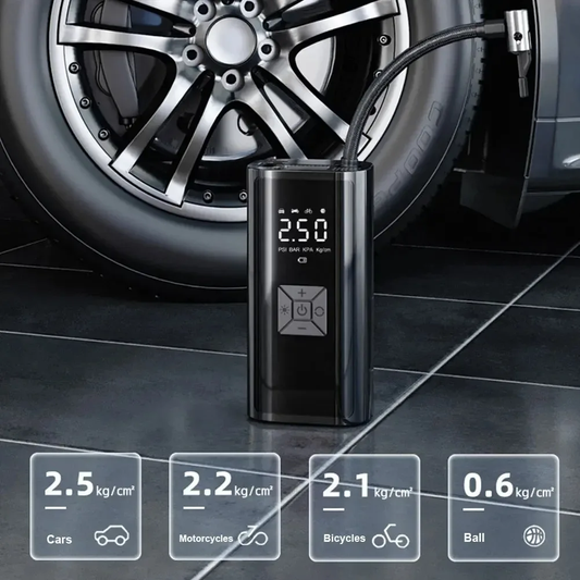 SUITU 120W Handheld Car Tire Inflator. It can be a wired inflator without a battery or a wireless inflator with a battery
