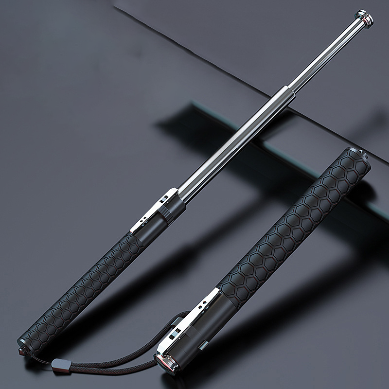 Automatic Spring Expandable Baton – Self-Defense Weapon, Legal Car-Carry Solid Steel Telescopic Stick (3-Section)